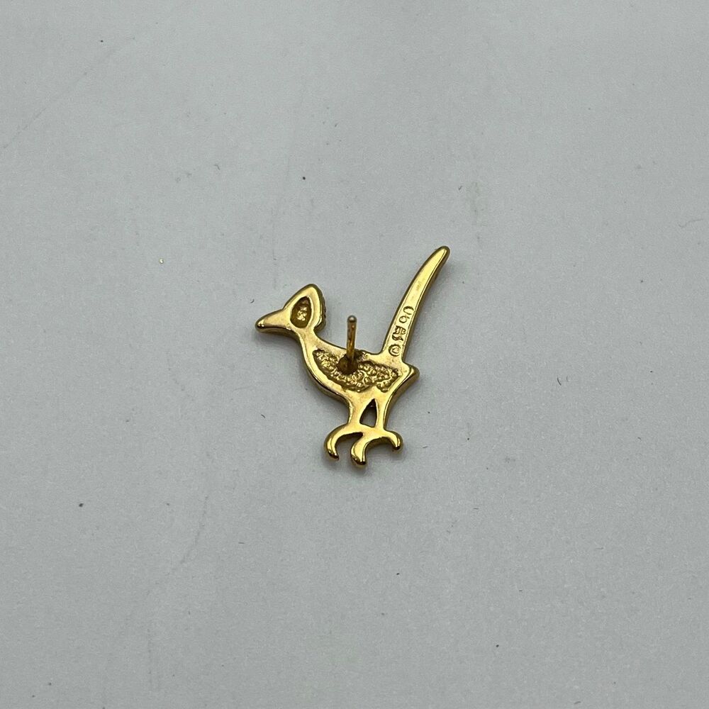 Vintage gold tone roadrunner turquoise pierced Earrings - Picture 5 of 6